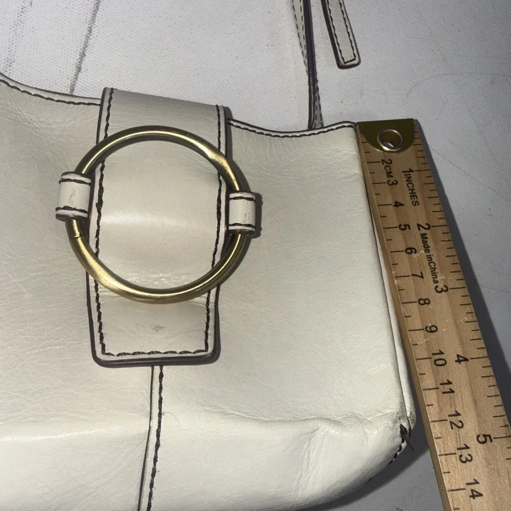 HOBO Mini Elan White Leather Small Minimalist Boho Western Crossbody Bag Purse